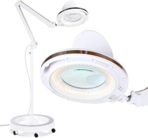 Brightech LightView Pro 6 Wheel Rolling Base Magnifying Floor Lamp